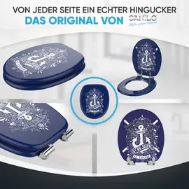 Sanilo WC Sitz mit Absenkautomatik Anker, Hochwertiger und Stabiler Toilettendeckel aus Holz
