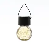 MARELIDA LED Solar Hängeleuchte CRACKLE - Bruchglas-Optik Kugelleuchte outdoor Gartenleuchte runde Mini Hängelampe H: 9cm - Sens...