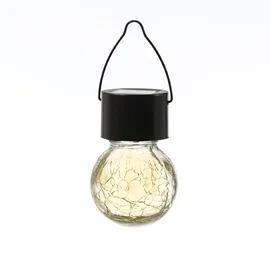 MARELIDA LED Solar Hängeleuchte CRACKLE - Bruchglas-Optik Kugelleuchte outdoor Gartenleuchte runde Mini Hängelampe H: 9cm - Sens...