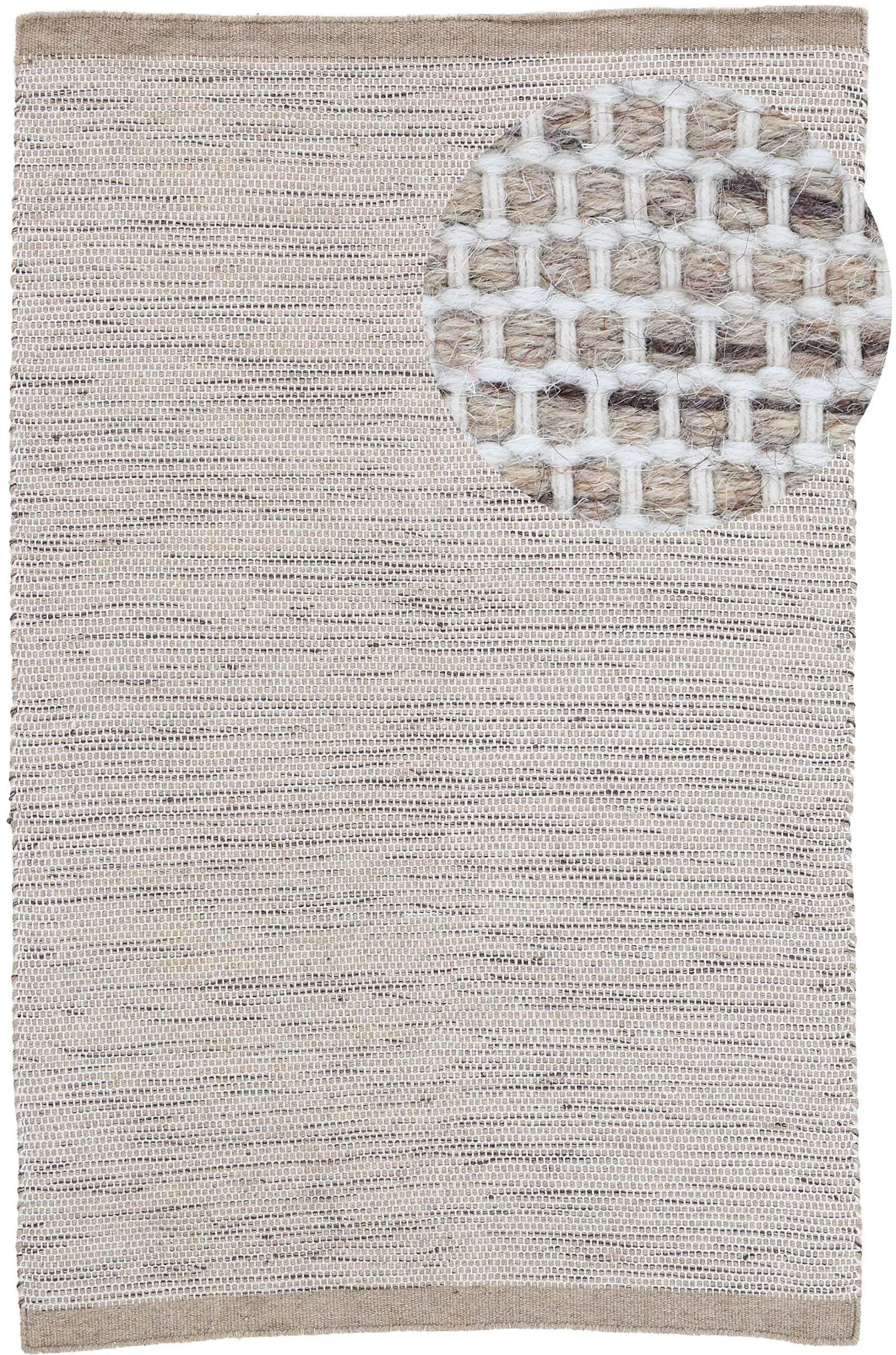 carpetfine Wollteppich »Mona«, rechteckig, 5 mm Höhe, Wolle, Wendeteppich aus Wolle/Baumwolle, Wohnzimmer carpetfine taupe B: 120 cm   1 St.