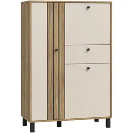 Forte Highboard FORTE "Killarney", beige (mauvella eiche, sand), B:88,1cm H:131,8cm T:42,0cm, Spanplatte, MDF, Metall, Dekorfolie, Sideboards, Highboard, Soft Close, Stauraum