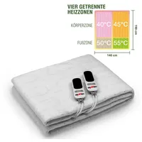 Grafner Wärmeunterbett Polyester 190x140 cm, 4 Heizzonen elektro Heizdecke Wärmedecke