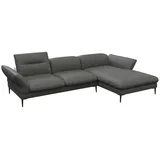 flexlux Ecksofa Salino, Funktionssofa mit Recamiere, Relaxsofa, Ecksofa, Sofa mit Arm- und Kopfteil-Verstellungen, Kaltschaum & Stahl-Wellen grau