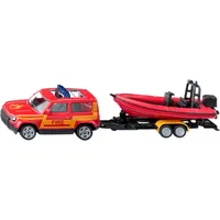 Siku 1608 - Land Rover Defender mit Boot, Feuerwehr mit Boot