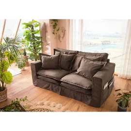 Massivmoebel24 Hussensofa 2-Sitzer196x108x76 taupe KINGSTON