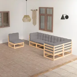 vidaXL Garten-Lounge-Set 6-tlg. grau Kiefer