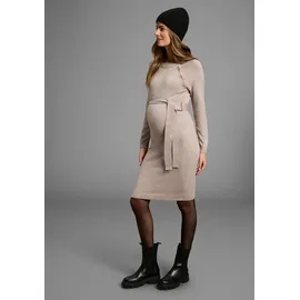 NEUN MONATE Umstandskleid Strickkleid für Schwangerschaft und Stillzeit Umstands-Strickkleid mit modischen Knöpfen beige 46