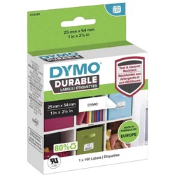DYMO® Original Hochleistung Etikett für LabelWriterTM, Kunststoff - weiss - permanent haftend, widerstandsfähig, 1 x 160