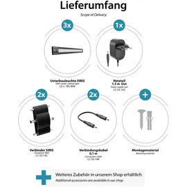 ledscom.de LED Unterbau-Leuchte SIRIS schwarz matt, flach, je 30cm, je 368lm, warm-weiß, 3er Set