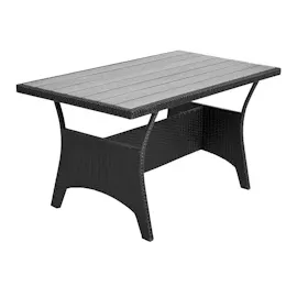 CASARIA Polyrattan Lounge-Set Schwarz/Creme WPC Tischplatte