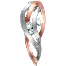 VIVANCE Kettenanhänger Silber 925 rotvergoldet 3x Zirkonia rot