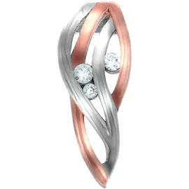 VIVANCE Kettenanhänger Silber 925 rotvergoldet 3x Zirkonia rot