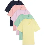 bonprix Longshirt (5er-Pack), rosa, Gr.40/42 (M), Bequemes weites Long-Shirt, nicht meliert: 100% Baumwolle