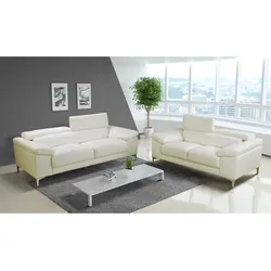Ledersofa 2-Sitzer - Weiß - SOLANGE