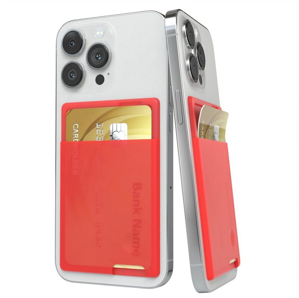 EAZY CASE Smartphone Cardholder Silicon Smartphone-Halterung, (Kartenetui Kreditkarten Etui Handyhülle Kartenhalter aus Silikon Rot) rot