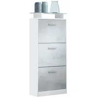 Vladon Schuhschrank, Hellgrau, Holzwerkstoff, 46x128x23 cm, Garderobe, Schuhaufbewahrung, Schuhkipper