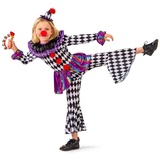 Funny Fashion Clown-Kostüm Harlekin Kinderkostüm 'Chelsey' mit Hut, Pierrot 116