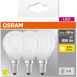 osram homelighting LED-Birne 5,5W E14 Warmweiß 3 St.