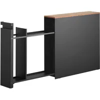 Urrea Yamazaki 1427 Tower Auszieh-Regal mit Holzablage, schwarz, Stahl/Holz/Polypropylen/Silikon,