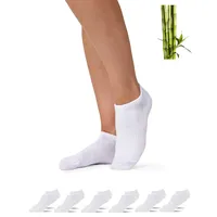 SNOCKS Premium Bambus Sneaker Socken Herren und Damen 6 Paar - Weiche Atmungsaktive Knöchelsocken gegen Schweißfüße - Ideal für Sport und Alltag Gr.47-50 Farbe Weiß - 47-50