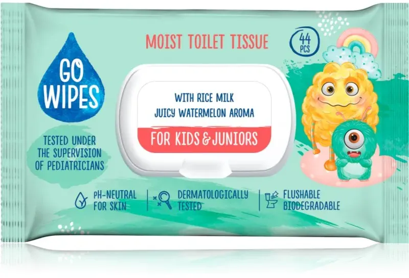 GoWipes For Kids & Juniors feuchtes Toilettenpapier für empfindliche Oberhaut für Kinder 44 St.