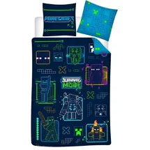 Minecraft Bettwäsche Neon 140 x 200 cm + 63 x 63 cm