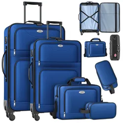 KESSER® Reisekoffer Set 4-teilig   Trolley Kofferset Stoffkoffer mit 3-Ziffern-TSA-Schloss, 360° Rollen & Teleskopgriff   Kosmetiktasche Handgepäck leichter Koffer & große Koffer für Business & Reisen