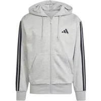 Adidas Essentials 3-Streifen Fleece Reißverschlusspullover Medium Grey Heather / Black M