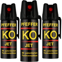 KO Pfefferspray Jet | Fog Verteidigungsspray | Abwehrspray Hundeabwehr | zur Selbstverteidigung | Sparset | Made in Germany (Jet 50 ML 3 STK)