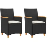 vidaXL Gartenstuhl 53,7 x 64,5 x 30,4 cm schwarz 2 St.