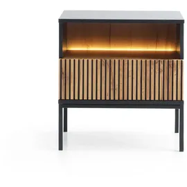 bettso Nachttisch, SENTINO / Schwarz, Graphit Eiche wotan - Schwarz