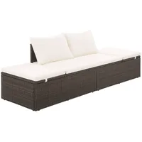 Festnight Loungebett Outdoor mit Liegefunktion,3 Sitzer Sofa mit Liegefunktion,Gartensofa Polyrattan Braun und Cremeweiß,Gartenbettsofa,Liegesofa,Relaxliege,Sonnenliege