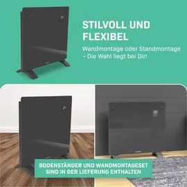 VONROC Elektroheizung, Konvektor-Heizung – Energiesparende elektrische Heizung - 12m2 – Manuelle und WLAN-Steuerung – Einstellbarer Thermostat und Timer – Grau