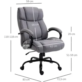 Vinsetto Bürostuhl Schreibtischstuhl Gaming Stuhl Drehstuhl Wippfunktion drehbar höhenverstellbar Belastbarkeit 220 kg Hellgrau