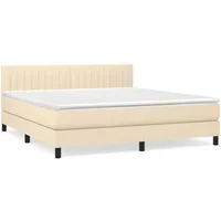 vidaXL Boxspringbett mit Matratze Creme 180x200 cm Stoff