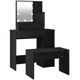 vidaXL Schminktisch-Set mit LED Schwarz Holzwerkstoff