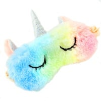 Augenmaske zum Schlafen Annimal Eye Mask Plüsch Cartoon Einhorn für erwachsene Kinder, 3D Süße Augenmaske Einhorn Breathable Eyeshade Ideal für Reisen Nickerchen ... (Farbe)