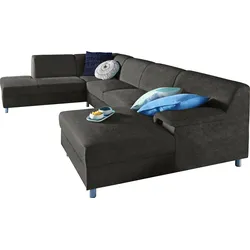 Wohnlandschaft INOSIGN "Jamie, U-Form", schwarz, B:308cm H:72cm T:80cm, Sofas, wahlweise mit Bettfunktion