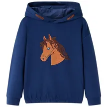 vidaXL Kinder-Kapuzenpullover mit Pferd Sweatshirt Hoodie Pullover Marineblau 116 - 116