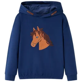 vidaXL Kinder-Kapuzenpullover mit Pferd Sweatshirt Hoodie Pullover Marineblau 116 - 116
