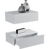 [en.casa] Nachtschrank Oslo 46 x 30 x 15 cm Weiß Hochglanz
