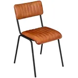Atmosphera - Stapelbarer Stuhl Dario, cognacfarbenes Leder und Metall, Vintage-Stil - Für Wohnzimmer, Büro, Esszimmer