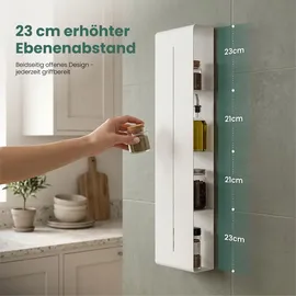 mai & mai Duschregal mit 4 Ablagen, Duschablage schmal, Wandregal Shampoo Halterung für Dusche 20x90x9cm, Badezimmer Organizer Weiß Reglo-16