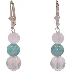 Paar Ohrhänger »Schmuck Geschenk Silber 925 Ohrschmuck Ohrringe Edelsteine«, Made in Germany - mit Amazonit, Bergkristall, Rosenquarz, 34957529-0 silberfarben-rosa-grün-transparent + rosa-grün-transparent