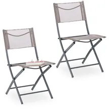 Relaxdays Gartenstuhl Klappstuhl 2er Set 120 x 60 x 90 cm beige