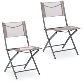 Relaxdays Gartenstuhl Klappstuhl 2er Set 120 x 60 x 90 cm beige