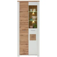 LIV'IN Vitrine MATERA Weiß supermatt - Eiche Nachbildung