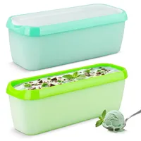 BEZORR 2er-Set Eisbehälter für Speiseeis 1.5 L, Aufbewahrungsbehälter, Gefrierdosen, Eis-Container BPA-frei mit Deckel Für Selbstgemachtes Eis, Sorbets, Joghurt