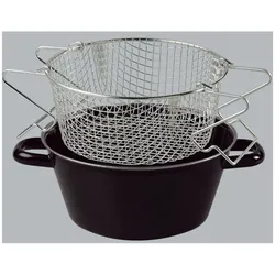 Riess Pommes-Frites Pfanne mit Einsatz Ø20cm Schwarz Emaille