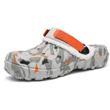 XJITIGER Herren Winter Clogs mit Warmfutter – gefütterte Eva Hausschuhe mit verstellbarem Riemen, rutschfest & leicht – Bequeme Outdoor & Indoor Schuhe für Herbst & Winter Orange 47 - 47 EU